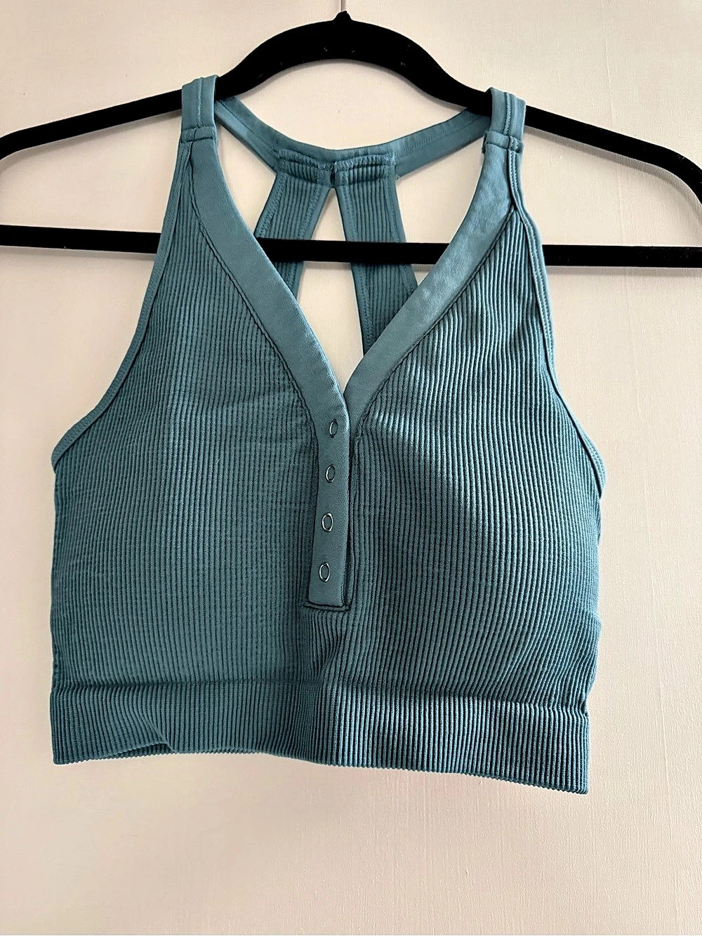 Yogalicious Ribbed Cropped Tank Top in Blue Size Small Like New